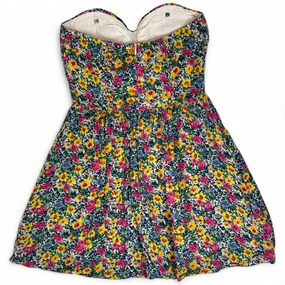 Forever 21 Floral Strapless Dress Small Sweetheart Bust Mini Sundress Multicolor - Picture 2 of 4